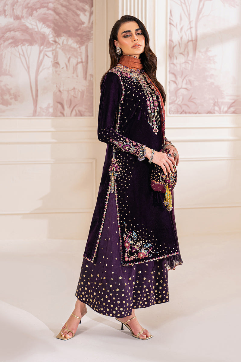 BAROQUE LUXURY EMBROIDERED VELVET - 3 PC UNSTITCHED