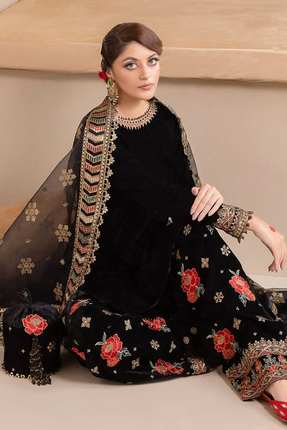 BAROQUE LUXURY EMBROIDERED VELVET - 3 PC UNSTITCHED