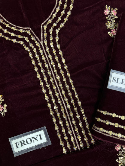 CHARIZMA LUXURY EMBROIDERED VELVET - 3 PC UNSTITCHED