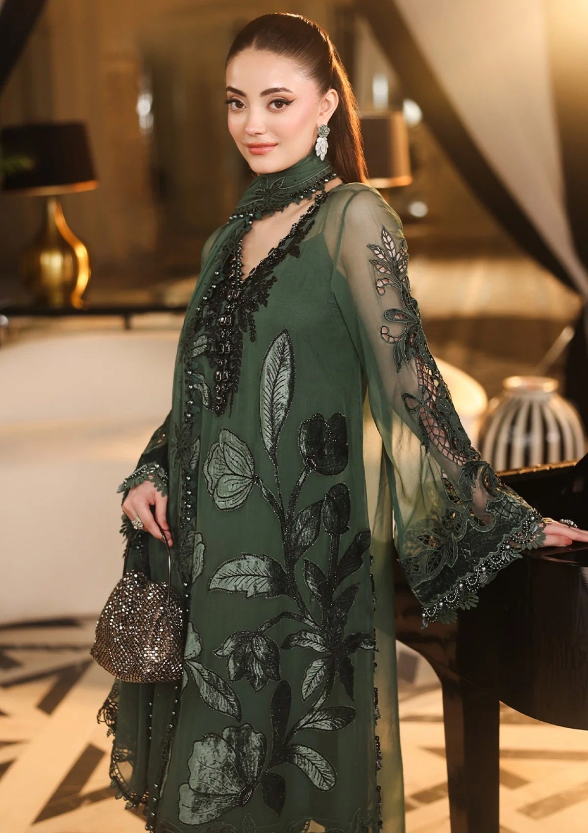 MARIA B LUXURY EMBROIDERED CHIFFON DRESS - 3 PC UNSTITCHED