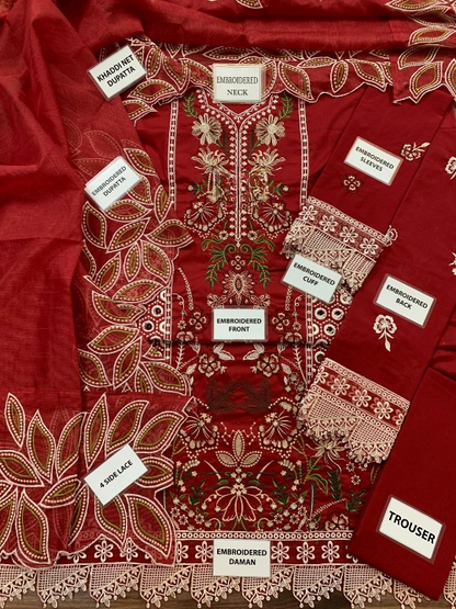 MAHNUR LUXURY EMBROIDERED - LAWN 3 PC UNSTITCHED