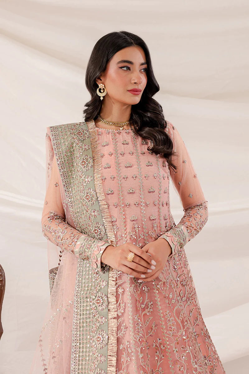 FARASHA LUXURY EMBROIDERED NET FROK - 3 PC UNSTITCHED
