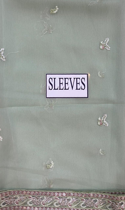 FLOSSIE PREMIUM EMBROIDERED SEMI PURE CHIFFON - 3 PC UNSTITCHED