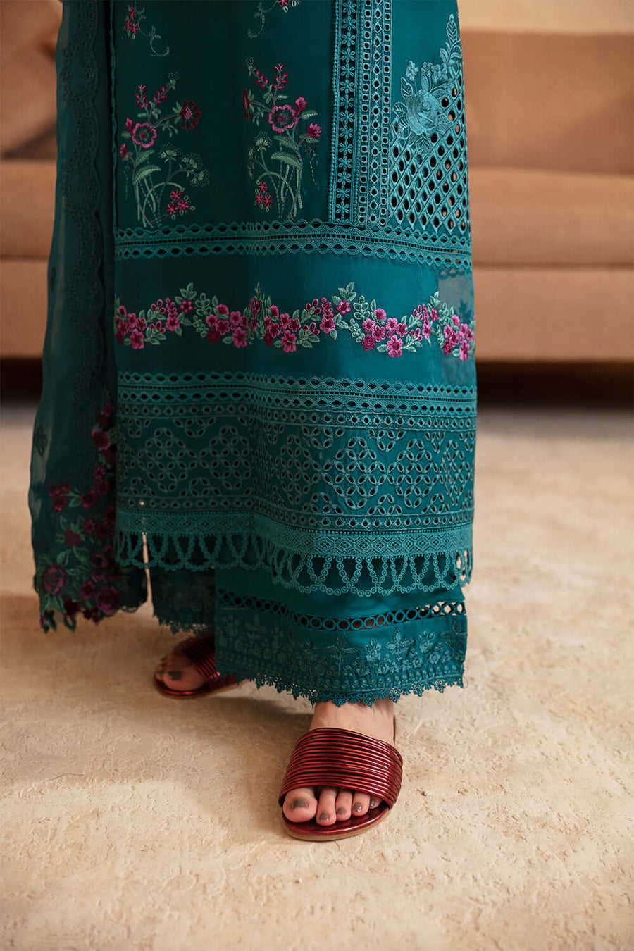 AZURE EMBROIDERED CHIKANKARI LAWN - 3 PC UNSTITCHED