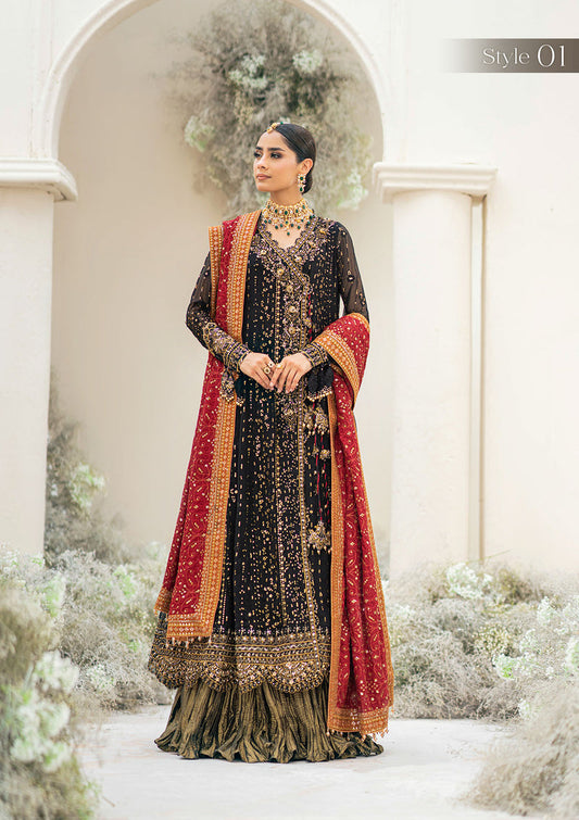 AIK ATELIER LUXURY EMBROIDERED CHIFFON FROK - 3 PC UNSTITCHED