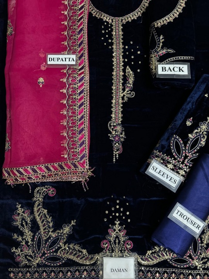 NAQASHI EMBROIDERED 9000 MICRO VELVET - 3 PC UNSTITCHED