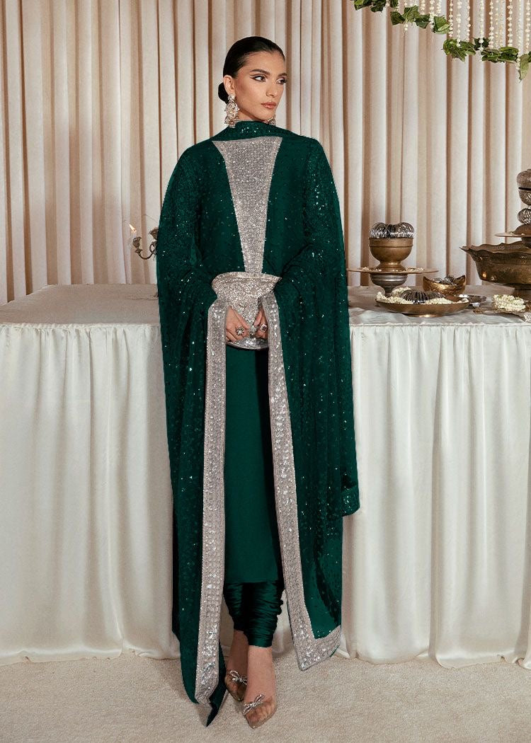 HUSSAIN REHAR LUXURY EMBROIDERED ADDA WORK RAW SILK - 3 PC UNSTITCHED