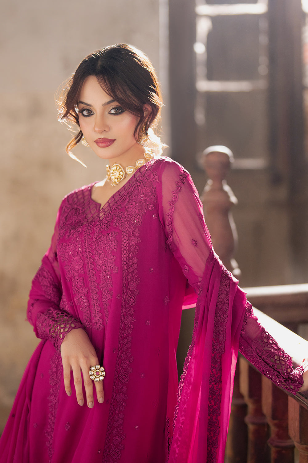 AZURE EMBROIDERED CHIFFON - 3 PC UNSTITCHED