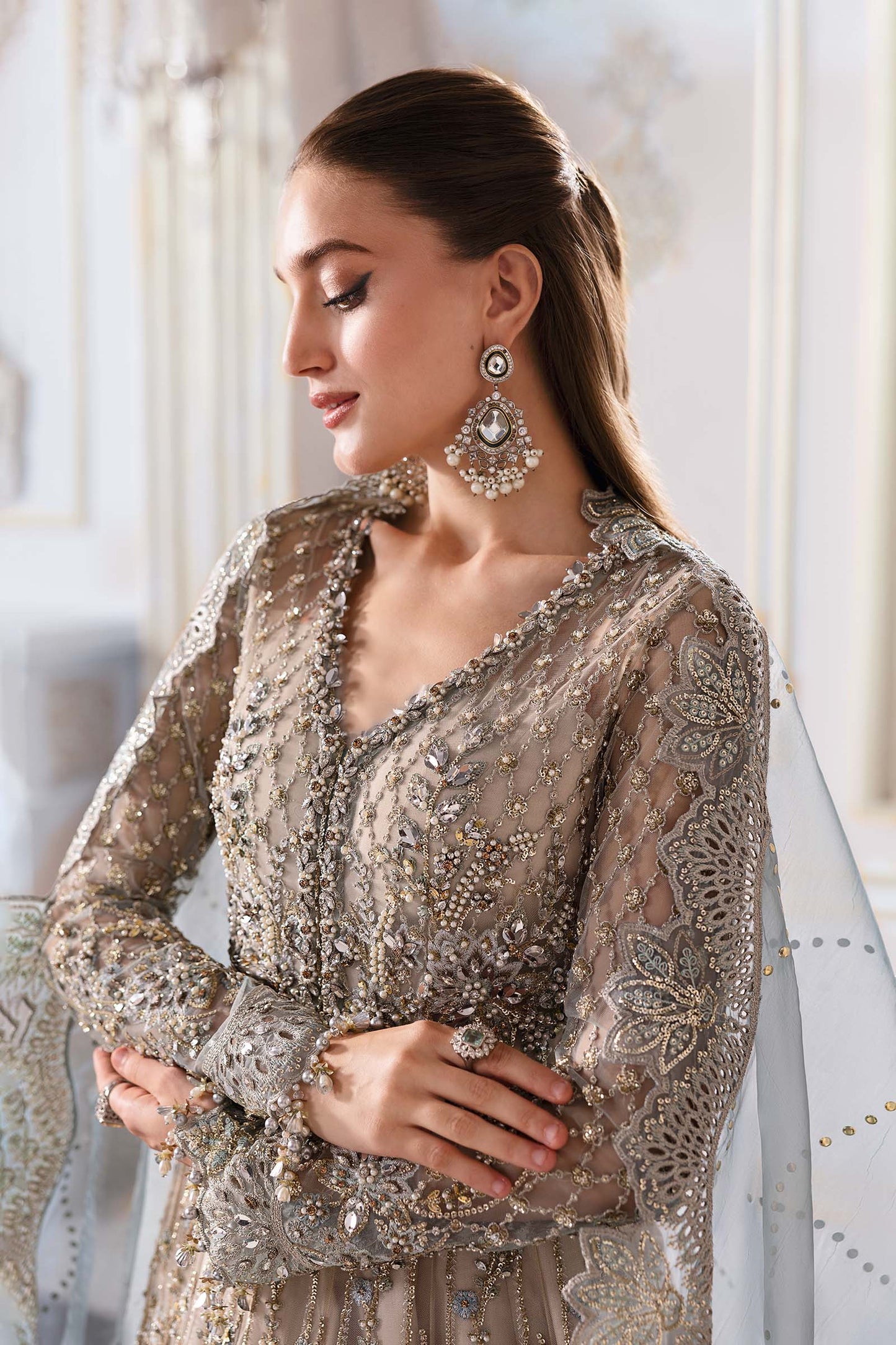 MARIA B EMBROIDERED NET FROK - 3 PC UNSTITCHED