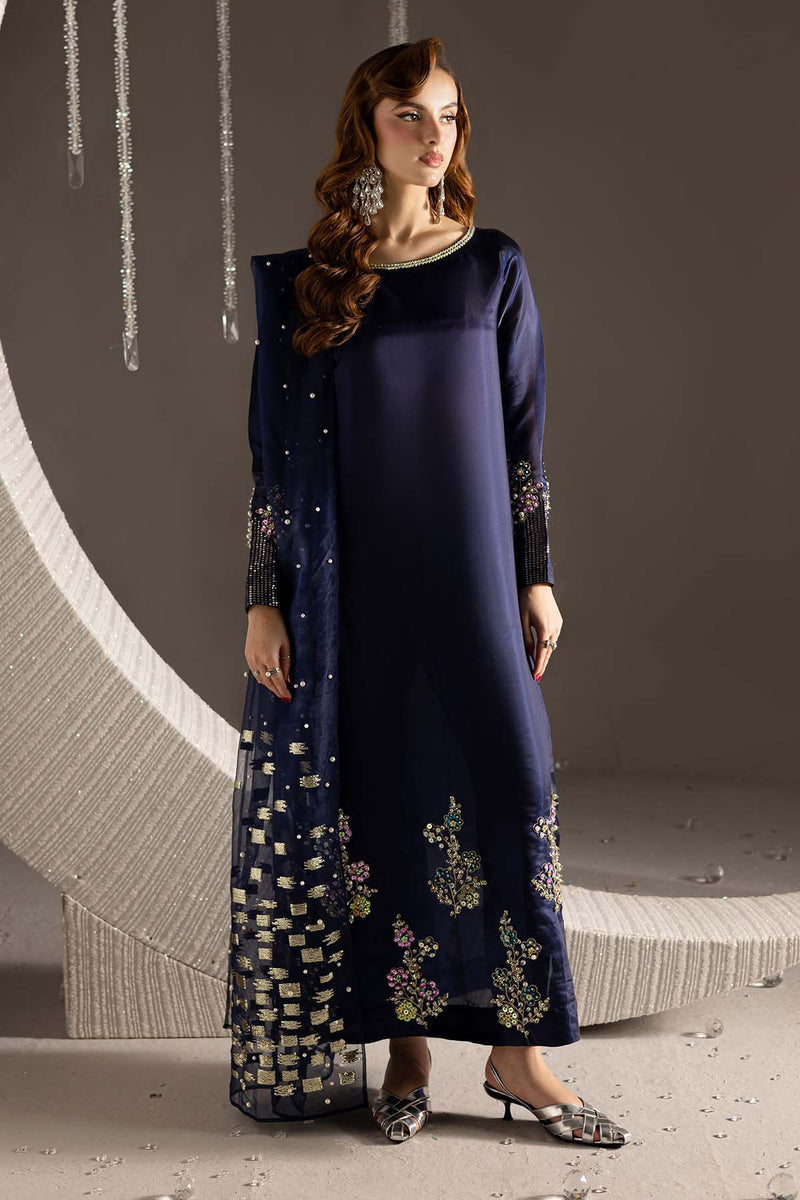 NUREH EMBROIDERED RAW SILK HANDMADE - 3 PC UNSTITCHED