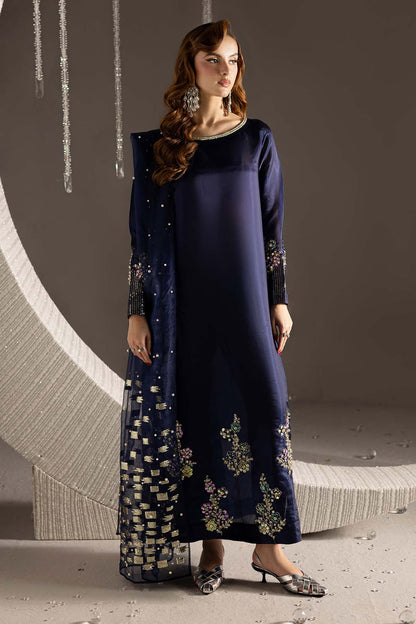 NUREH EMBROIDERED RAW SILK HANDMADE - 3 PC UNSTITCHED