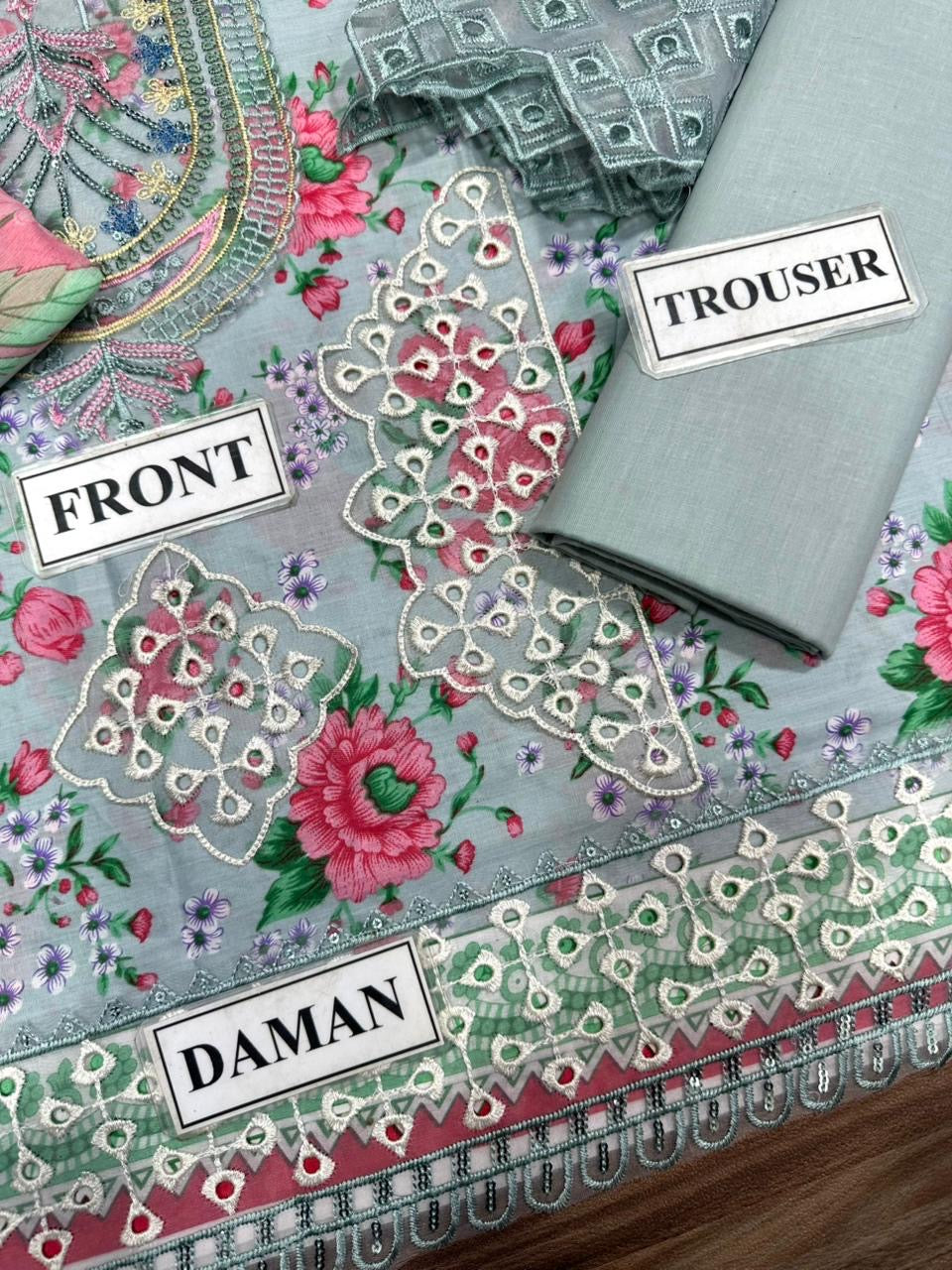 IZNIK DIGITAL PRINTED EMBROIDERED CHIKANKARI LAWN - 3 PC UNSTITCHED
