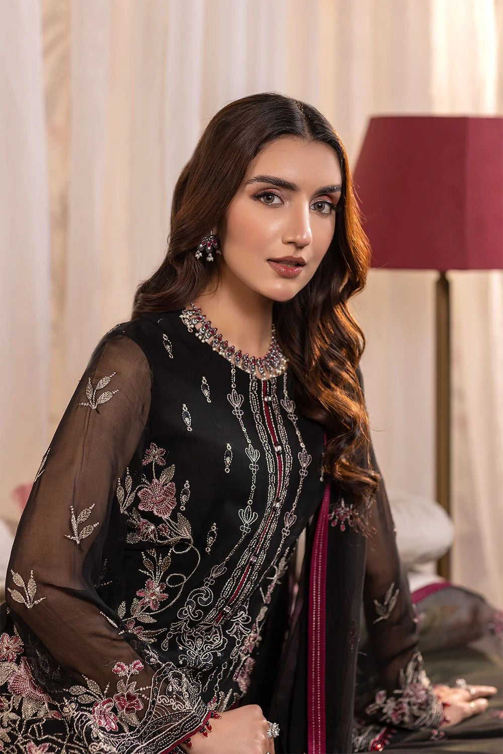 FLOSSIE EMBROIDERED CHIFFON - 3 PC UNSTITCHED