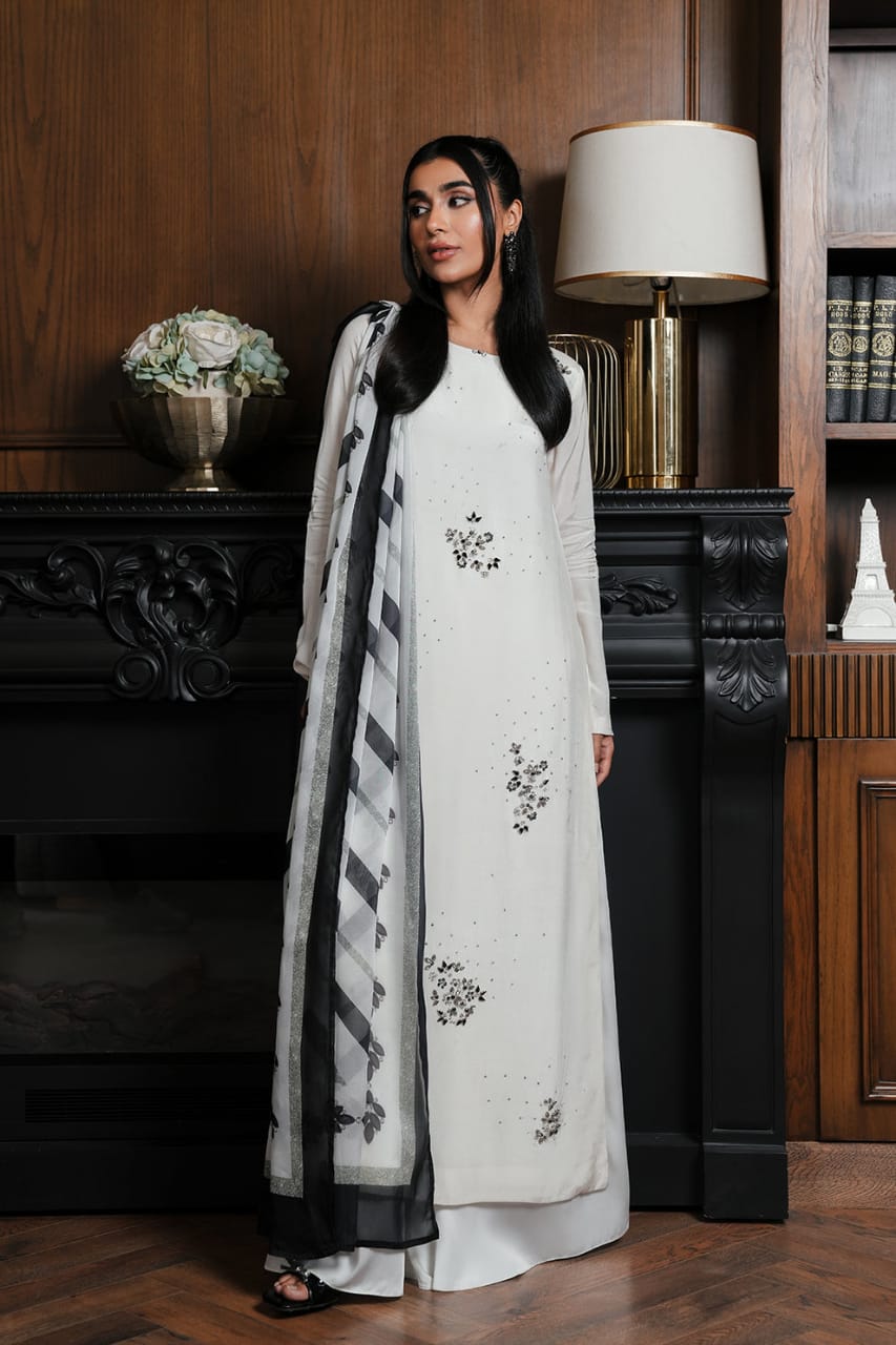 LULUSAR EMBROIDERED HANDMADE RAW SILK DRESS - 3 PC UNSTITCHED