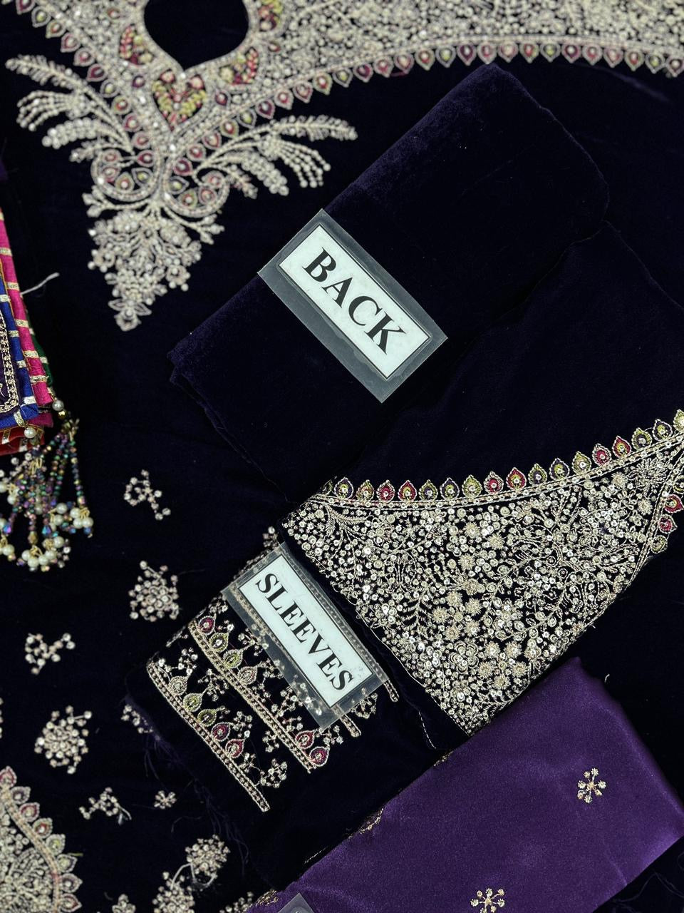 JAZMIN LUXURY EMBROIDERED VELVET - 3 PC UNSTITCHED