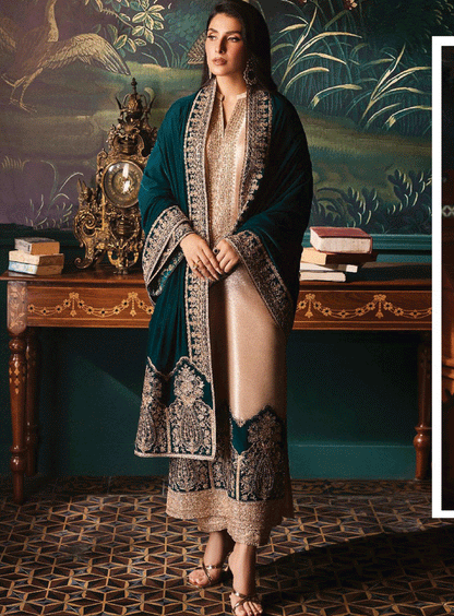 ZAINAB CHOTTANI EMBROIDERED MYSOORI VELVET - 3 PC UNSTITCHED