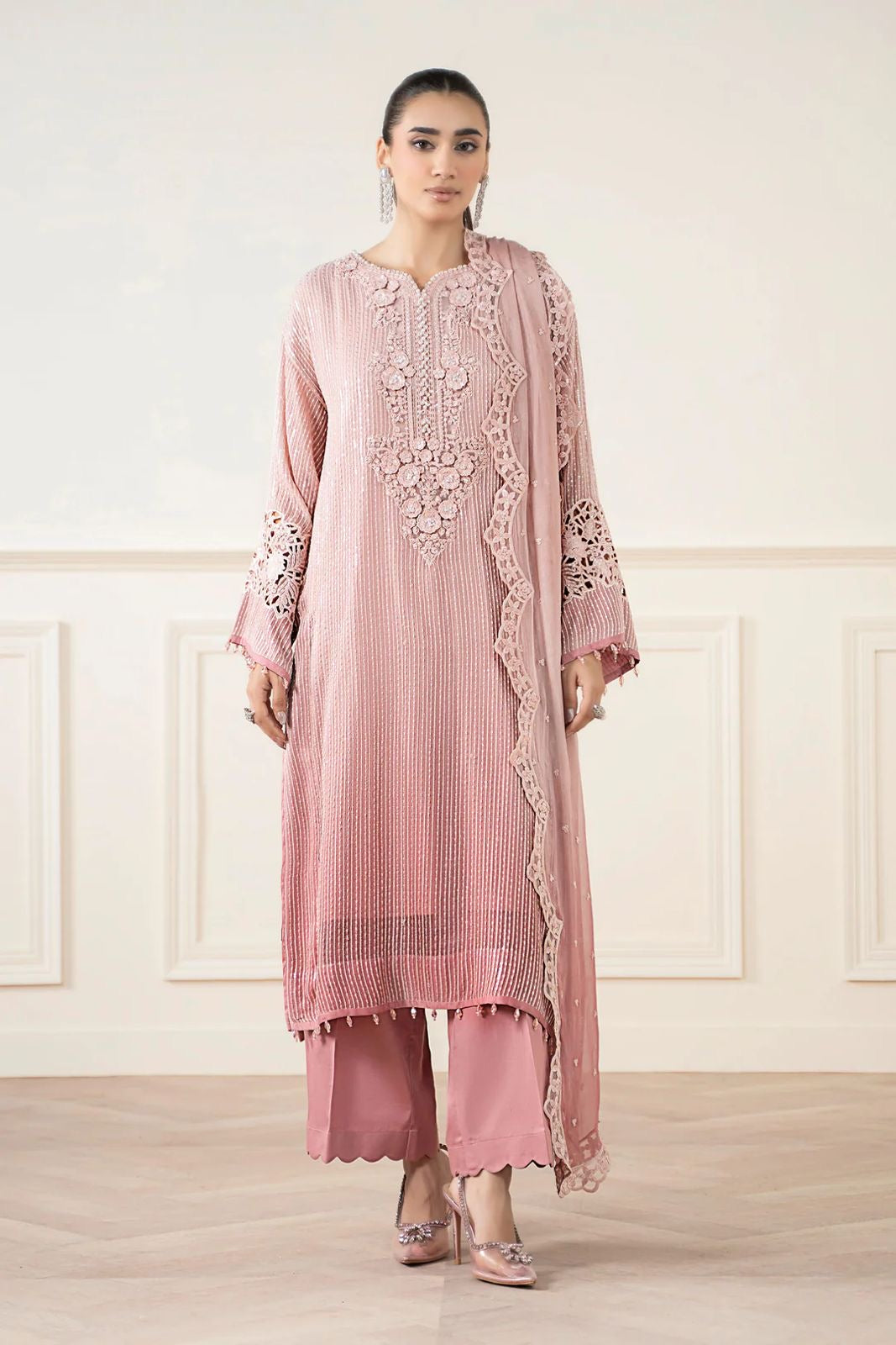 MARIA B EMBROIDERED CHIFFON - 3 PC UNSTITCHED