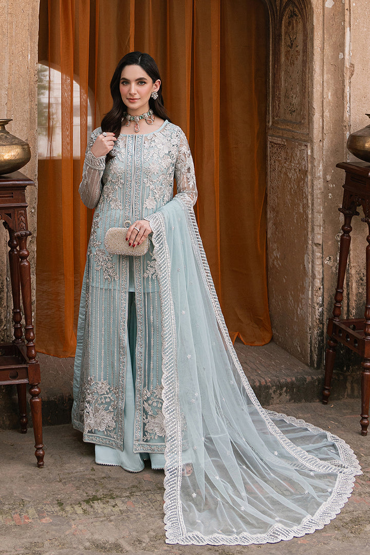 AZURE EMBROIDERED SEMI PURE CHIFFON - 3 PC UNSTITCHED