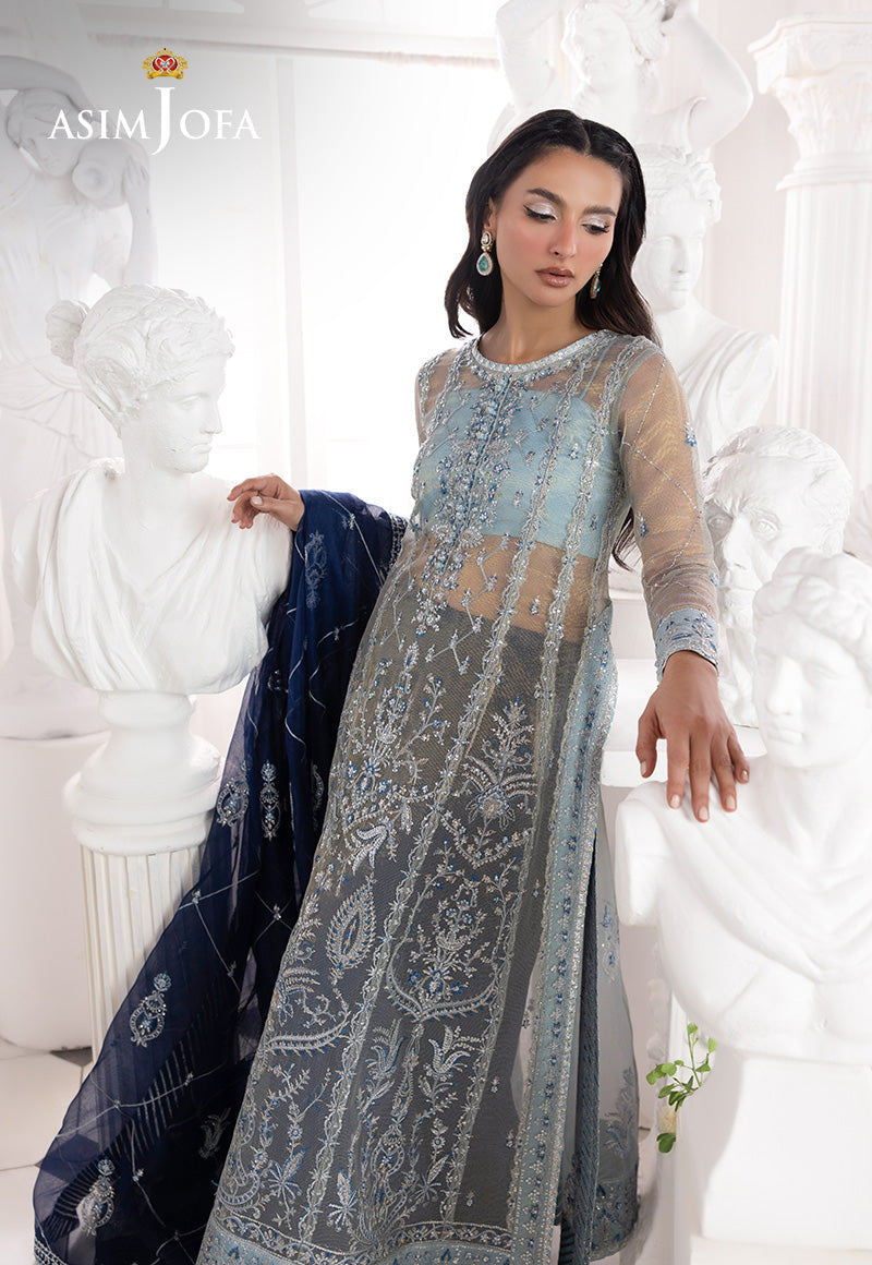 ASIM JOFA EMBROIDERED NET - 3 PC UNSTITCHED