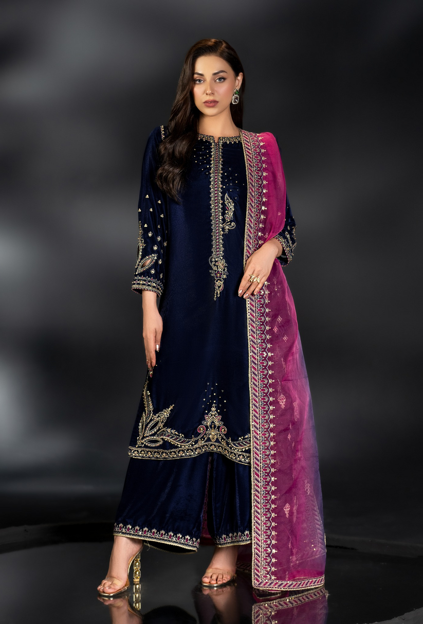 NAQASHI EMBROIDERED 9000 MICRO VELVET - 3 PC UNSTITCHED