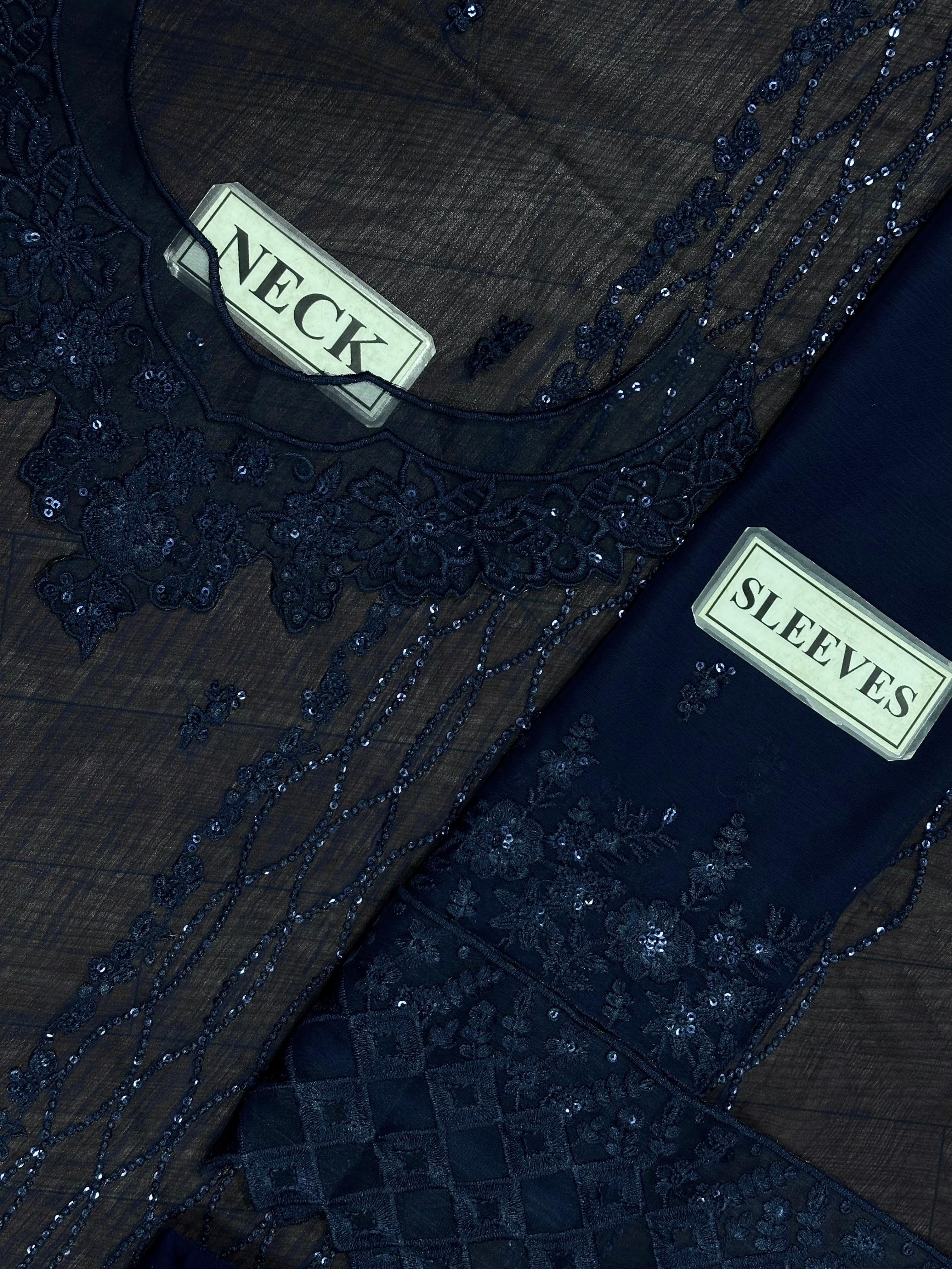 AZURE EMBROIDERED CHIFFON - 3 PC UNSTITCHED