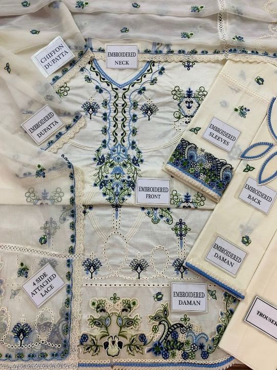 MAHNUR EMBROIDERED CHIKANKARI LAWN - 3 PC UNSTITCHED