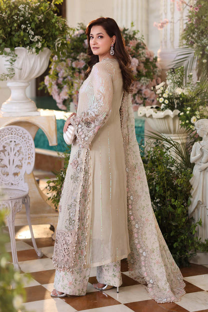 MARIA B LUXURY EMBROIDERED ADDA WORK CHIFFON - 3 PC UNSTITCHED