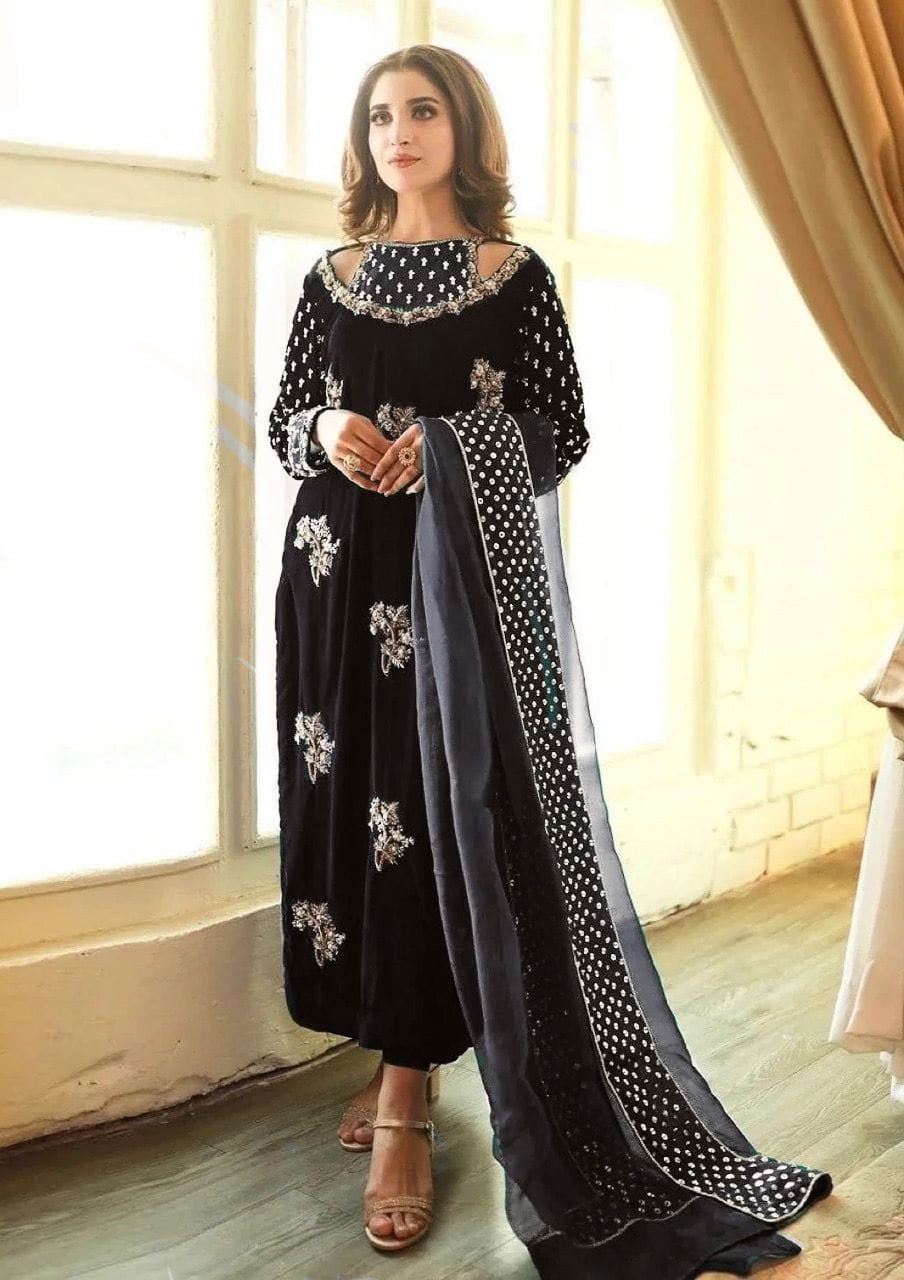 AFROZEH 9000 MICRO VELVET EMBROIDERED - 3 PC UNSTITCHED
