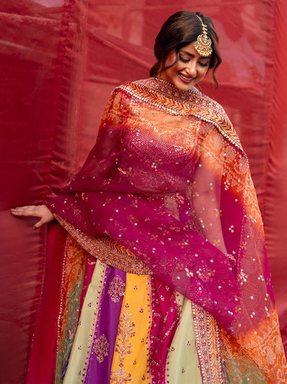 BIN ILYAS LUXURY EMBROIDERED INDIAN RAW SILK- 3 PC UNSTITCHED