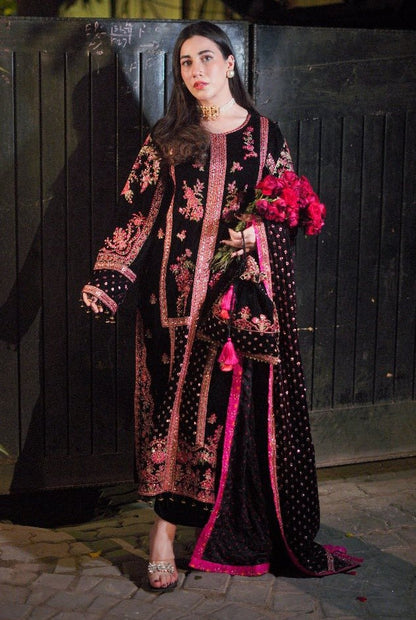 ANEELA’S EMBROIDERED VELVET DRESS - 3 PC UNSTITCHED