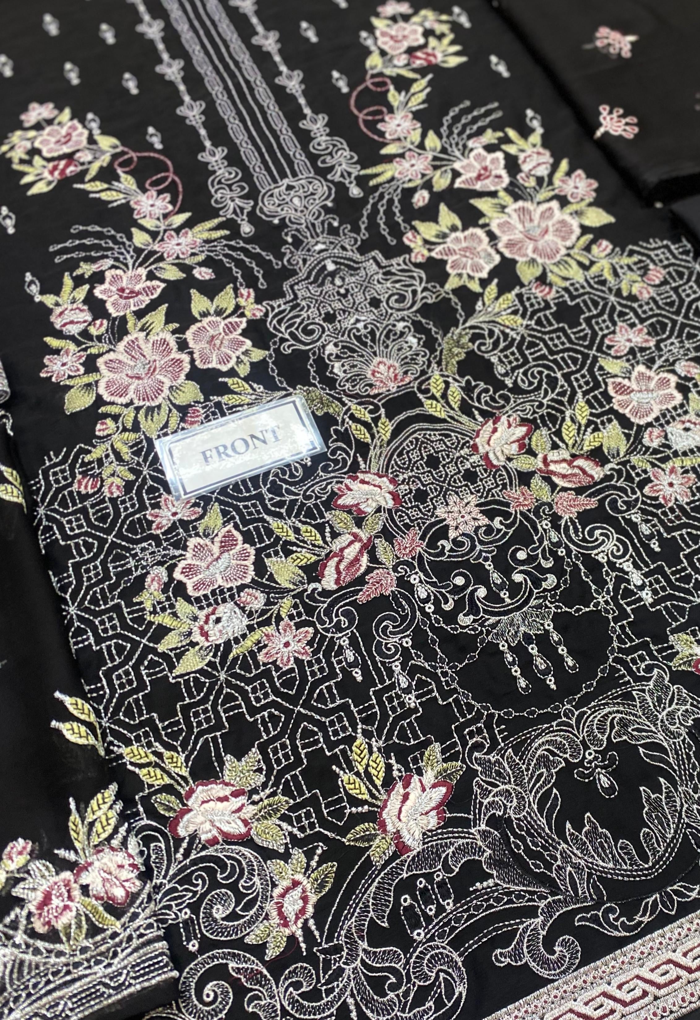 FLOSSIE EMBROIDERED CHIFFON - 3 PC UNSTITCHED