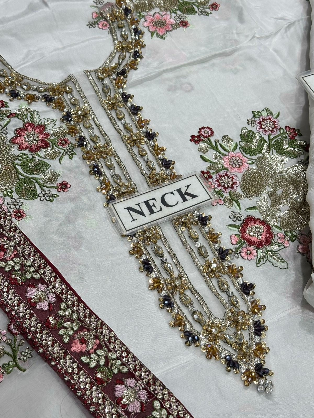ETHNIC LUXURY RAW SILK EMBROIDERED HANDMADE - 3 PC UNSTITCHED