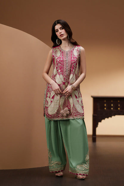 ETHNC EMBROIDERED CHIFFON DRESS - 3 PC UNSTITCHED