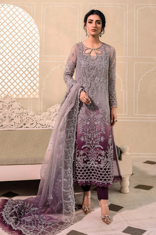 MARIA B TIE & DIE EMBROIDERED ORGANZA DRESS - 3 PC UNSTITCHED