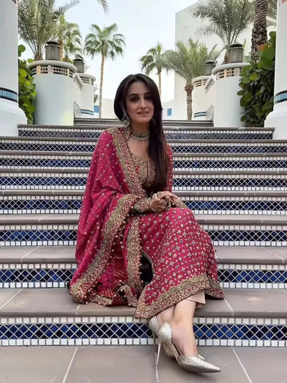 POSHKARI LUXURY EMBROIDERED CHIFFON - 3 PC UNSTITCHED