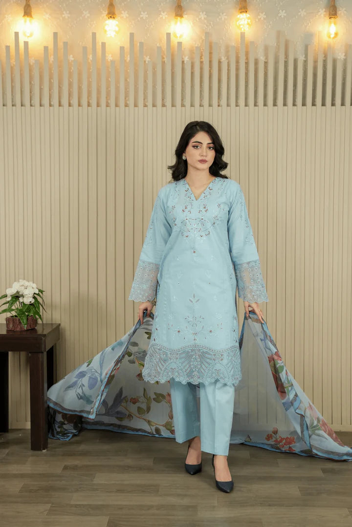 HOORAINS PRET EMBROIDERED COTTON - 3 PC STITCHED