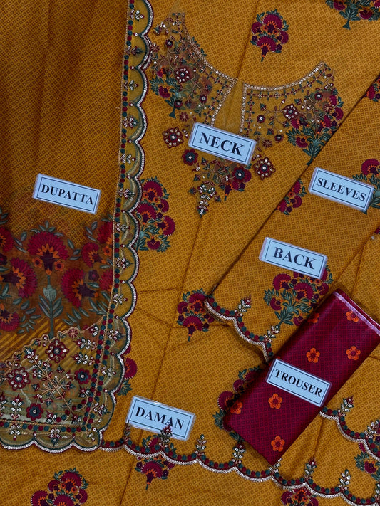 IZNIK DIGITAL PRINTED LAWN EMBROIDERED - 3 PC UNSTITCHED