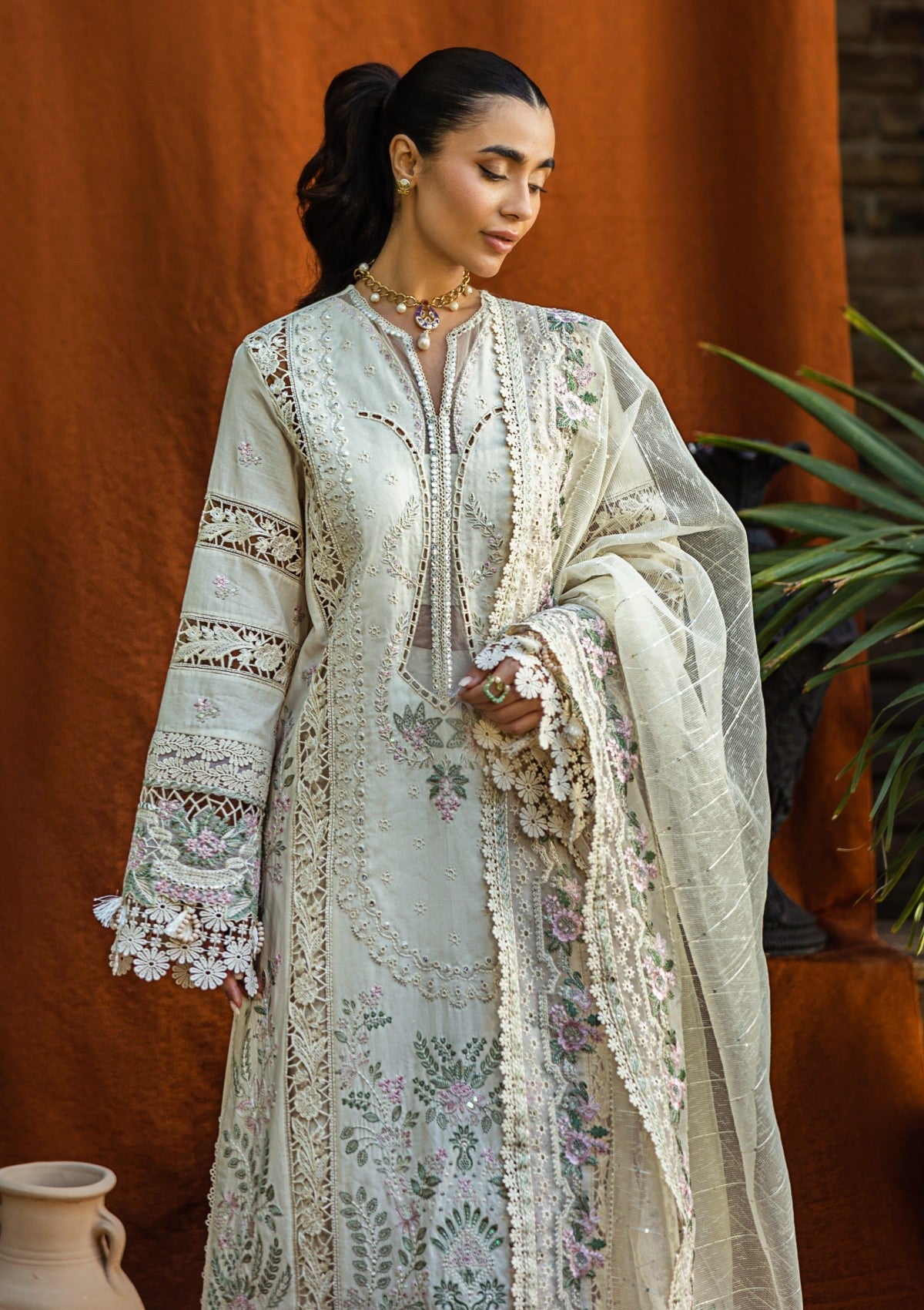 AKBAR ASLAM LUXURY CHIKANKARI LAWN EMBROIDERED - 3 PC UNSTITCHED