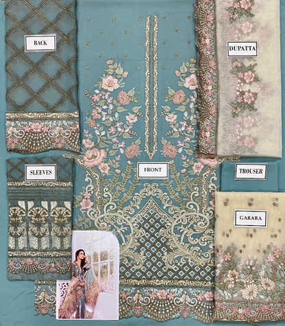 FLOSSIE LUXURY EMBROIDERED CHIFFON - 3 PC UNSTITCHED