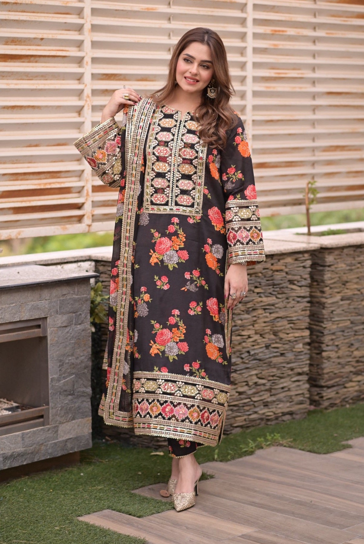 ANEELA’S EMBROIDERED SILK - 3 PC UNSTITCHED
