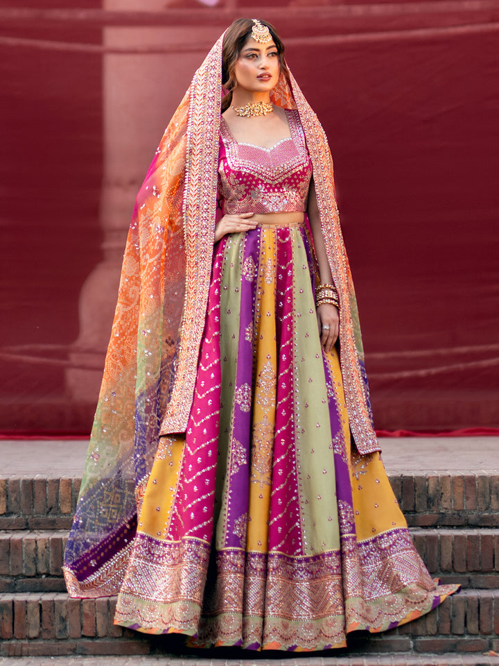 BIN ILYAS LUXURY EMBROIDERED INDIAN RAW SILK- 3 PC UNSTITCHED