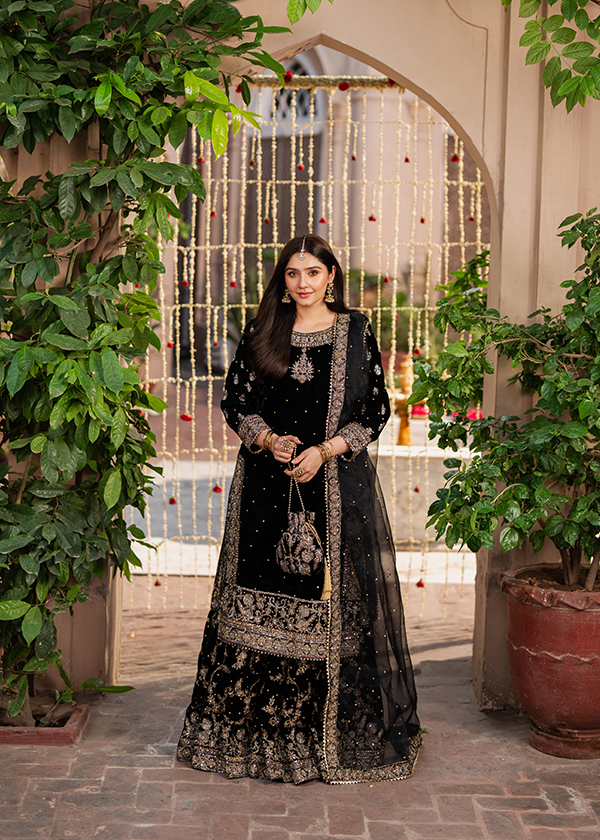 HASEEN’S EMBROIDERED WEDDING CHIFFON - 3 PC UNSTITCHED