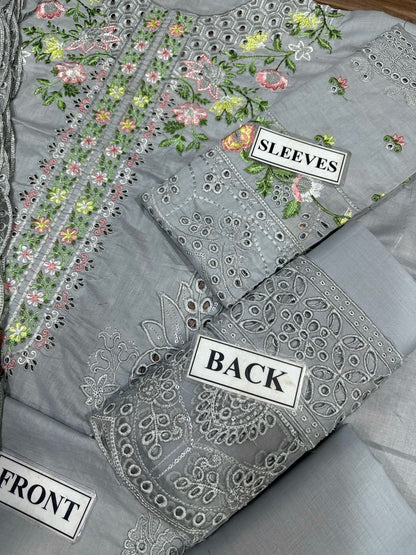 MUSLIM BOUTIQUE EMBROIDERED CHIKANKARI LAWN - 3 PC UNSTITCHED