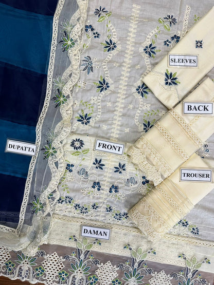 MARYAM N MARIA PREMIUM EMBROIDERED LAWN - 3 PC UNSTITCHED