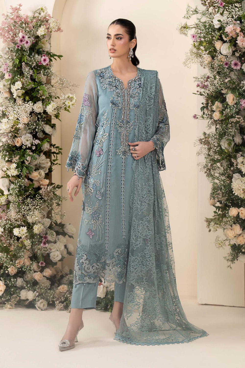 MARIA B LUXURY EMBROIDERED CHIFFON ADDA WORK - 3 PC UNSTITCHED