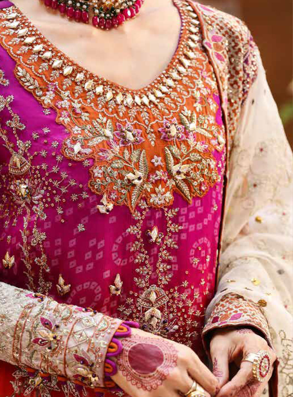 NUREH LUXURY WEDDING EMBROIDERED CHIFFON - 3 PC UNSTITCHED