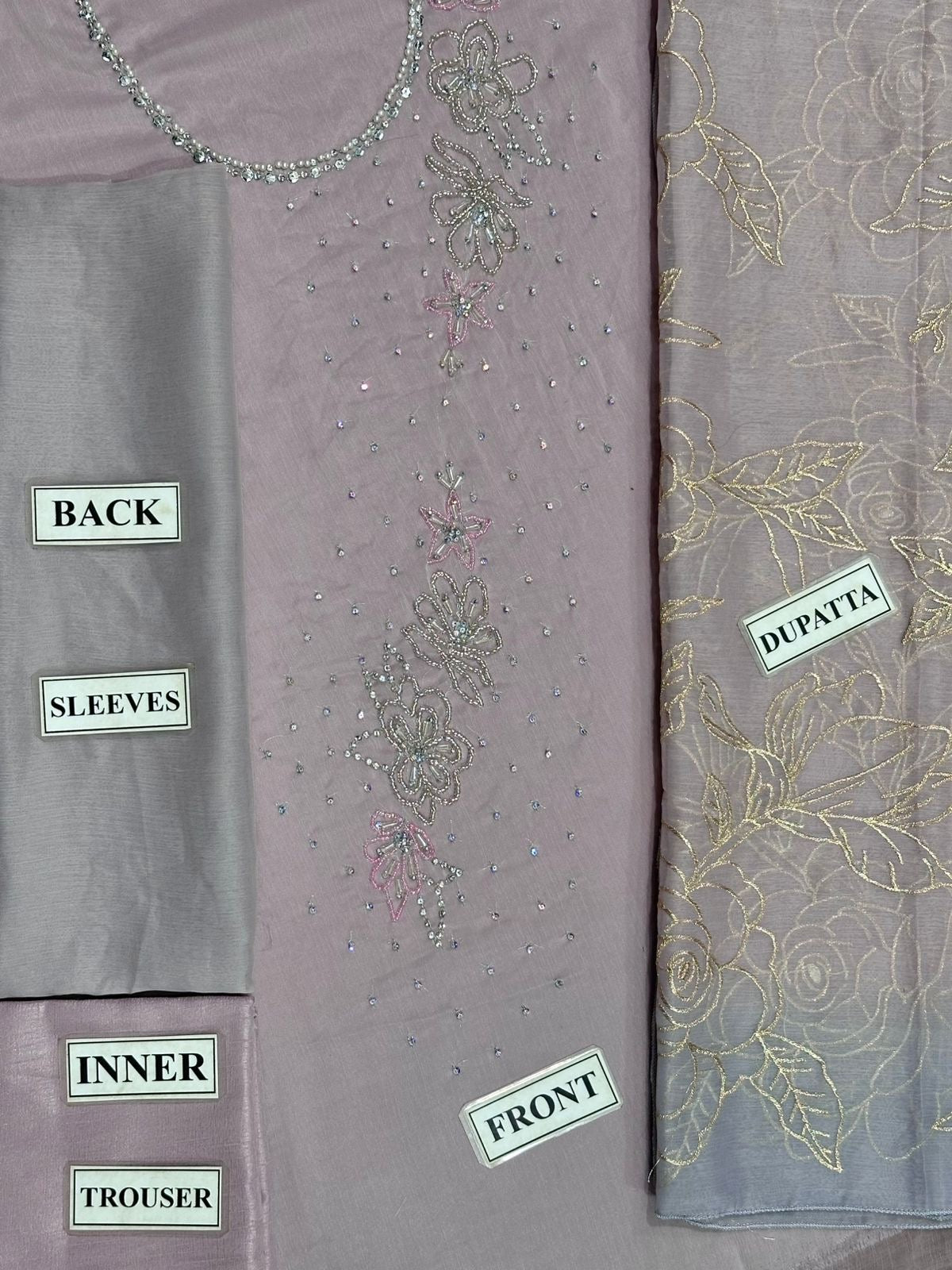 LULUSAR EMBROIDERED HANDMADE WORK CHIFFON - 3 PC UNSTITCHED