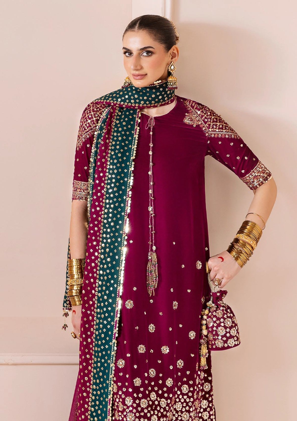 JAZMIN EMBROIDERED VELVET - 3 PC UNSTITCHED