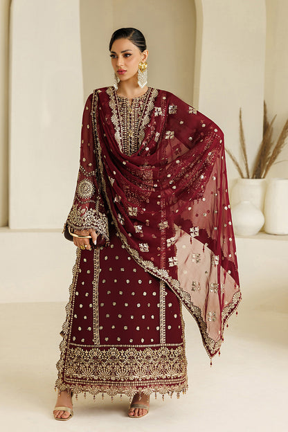 ALIZEH WEDDING EMBROIDERED CHIFFON DRESS - 3 PC UNSTITCHED