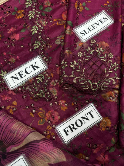 IZNIK CHIKANKARI EMBROIDERED LAWN - 3 PC UNSTITCHED